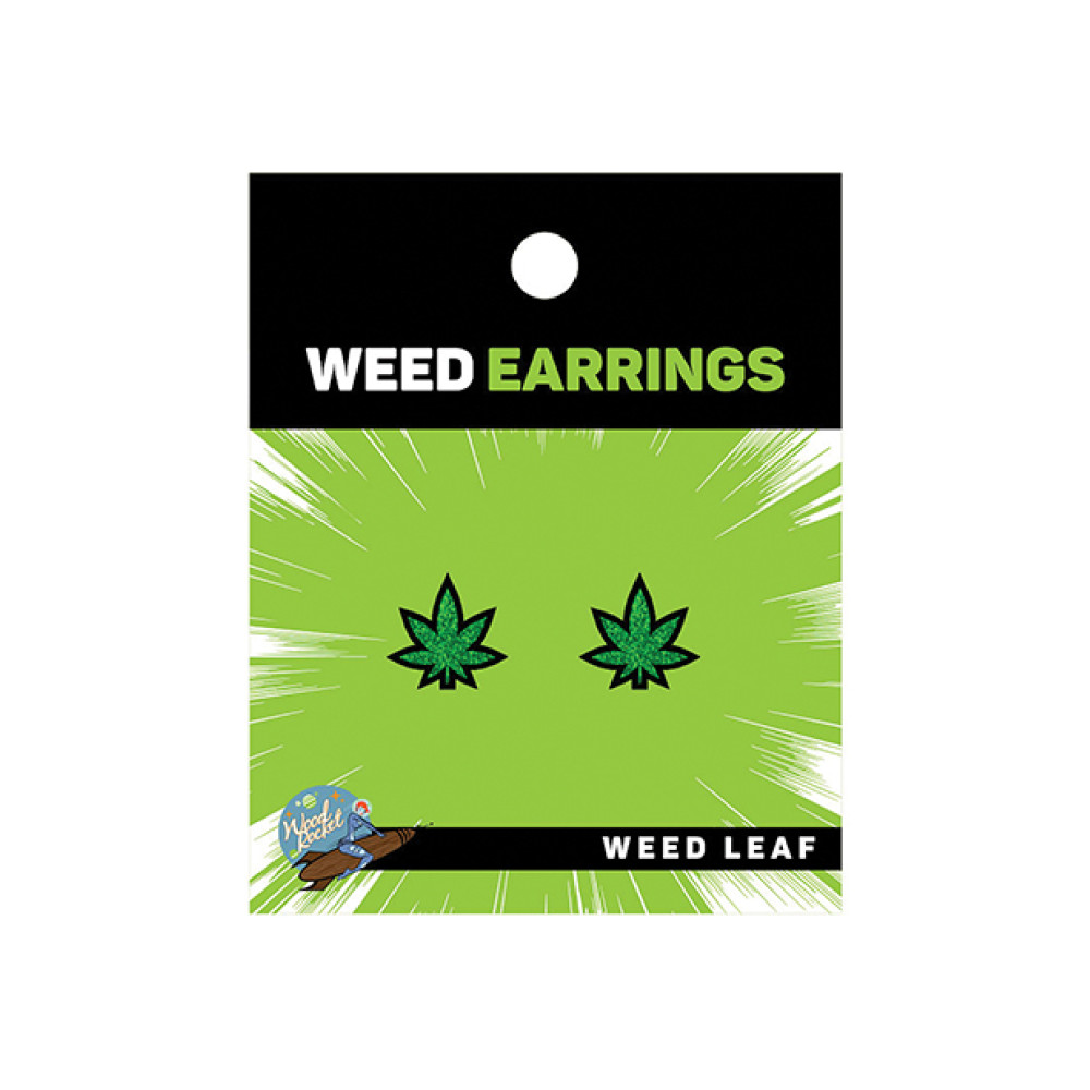 Wood Rocket Weed Earrings - Green