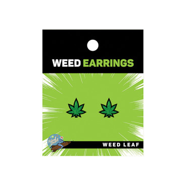 Wood Rocket Weed Earrings - Green