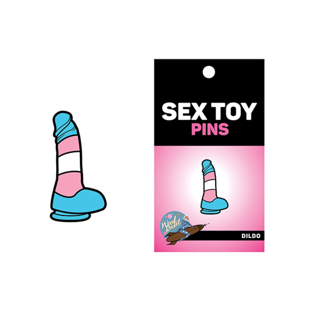 Wood Rocket Sex Toy Trans Pride Dildo Large Pin - Multi Color