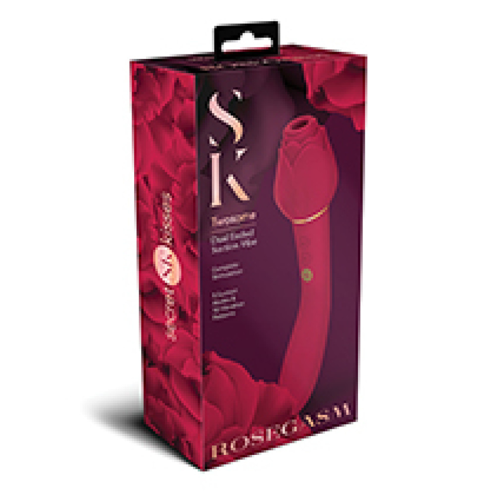 Secret Kisses Twosome Dual Ended Rose Bud w/Clitoral Suction & G-Spot Vibe - Red