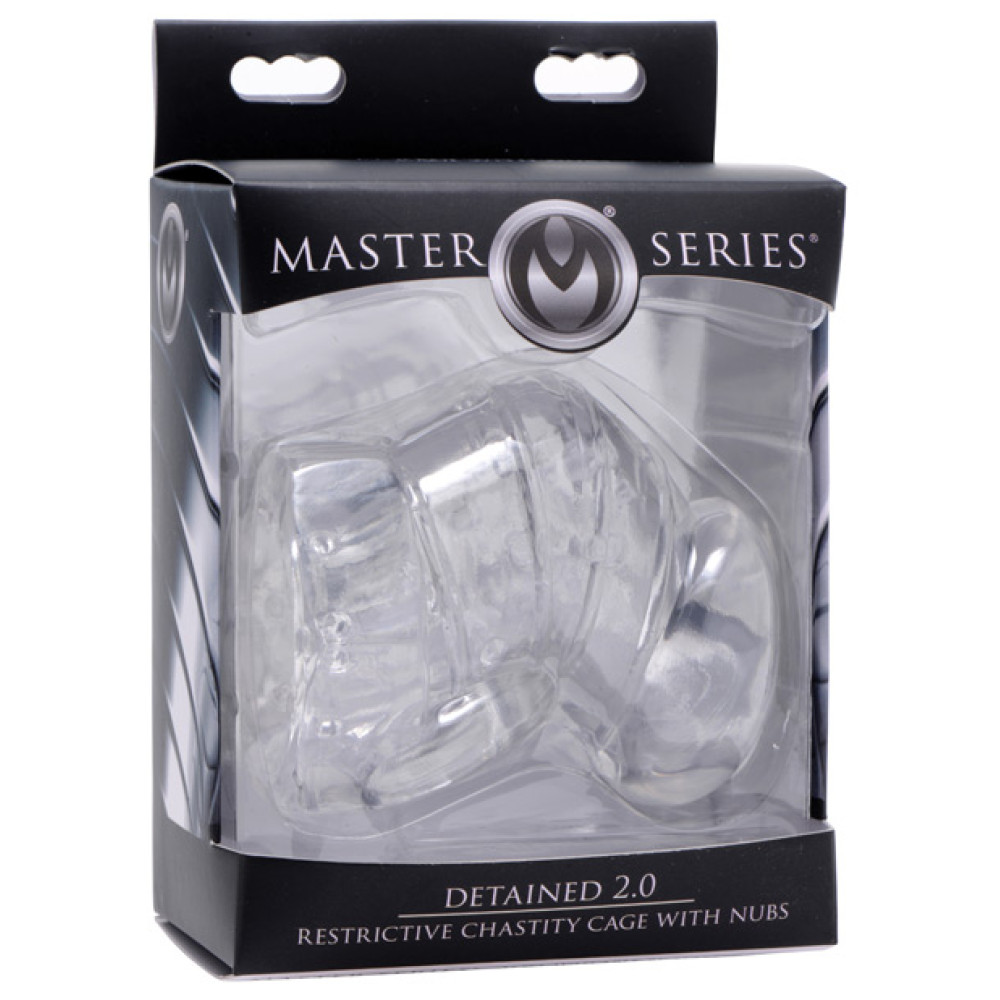 Master Series Detained 2.0 Restrictive Chastity Cage w/Nubs - Clear