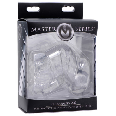 Master Series Detained 2.0 Restrictive Chastity Cage w/Nubs - Clear
