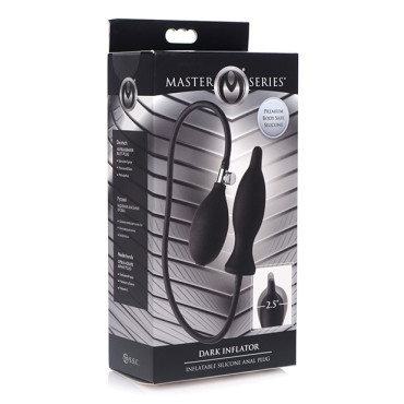 Master Series Dark Inflator Inflatable Silicone Anal Plug - Black