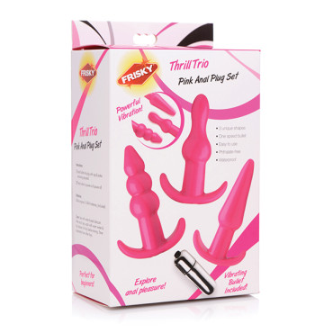Frisky Thrill Trio Noir Anal Plug Set - Pink