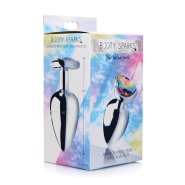 Booty Sparks Rainbow Prism Heart Anal Plug - Large