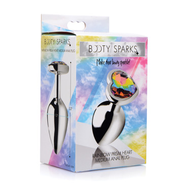 Booty Sparks Rainbow Prism Heart Anal Plug  - Medium