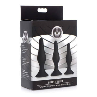 Master Series Triple Tapered Silicone Anal Trainer - Black Set of 3