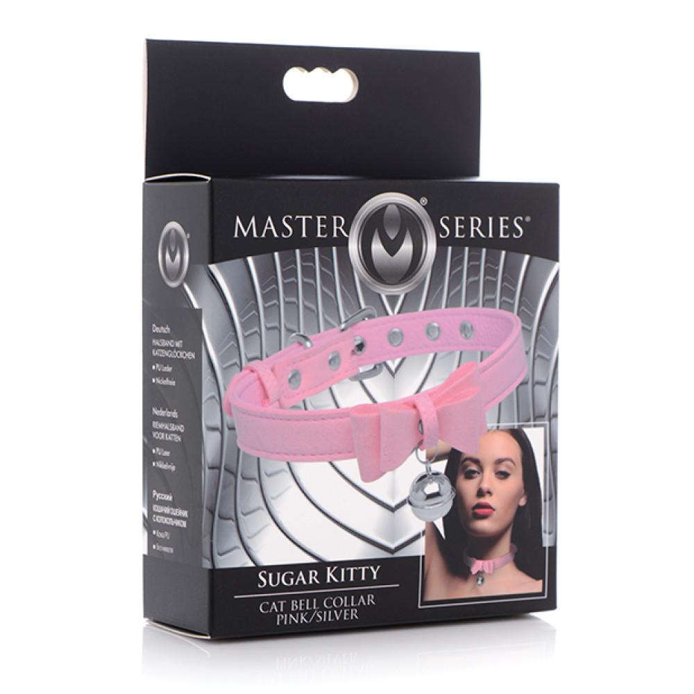 Master Series Golden Kitty Cat Bell Collar - Pink/Silver