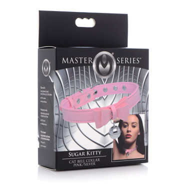 Master Series Golden Kitty Cat Bell Collar - Pink/Silver