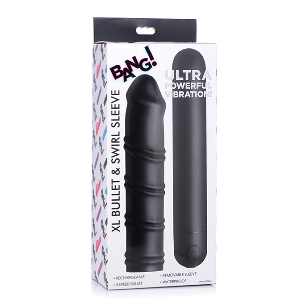 Bang! XL Bullet & Swirl Silicone Sleeve - Black