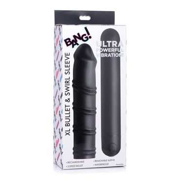 Bang! XL Bullet & Swirl Silicone Sleeve - Black