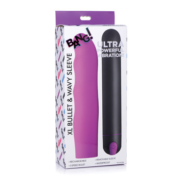 Bang! XL Bullet & Wavy Silicone Sleeve - Purple