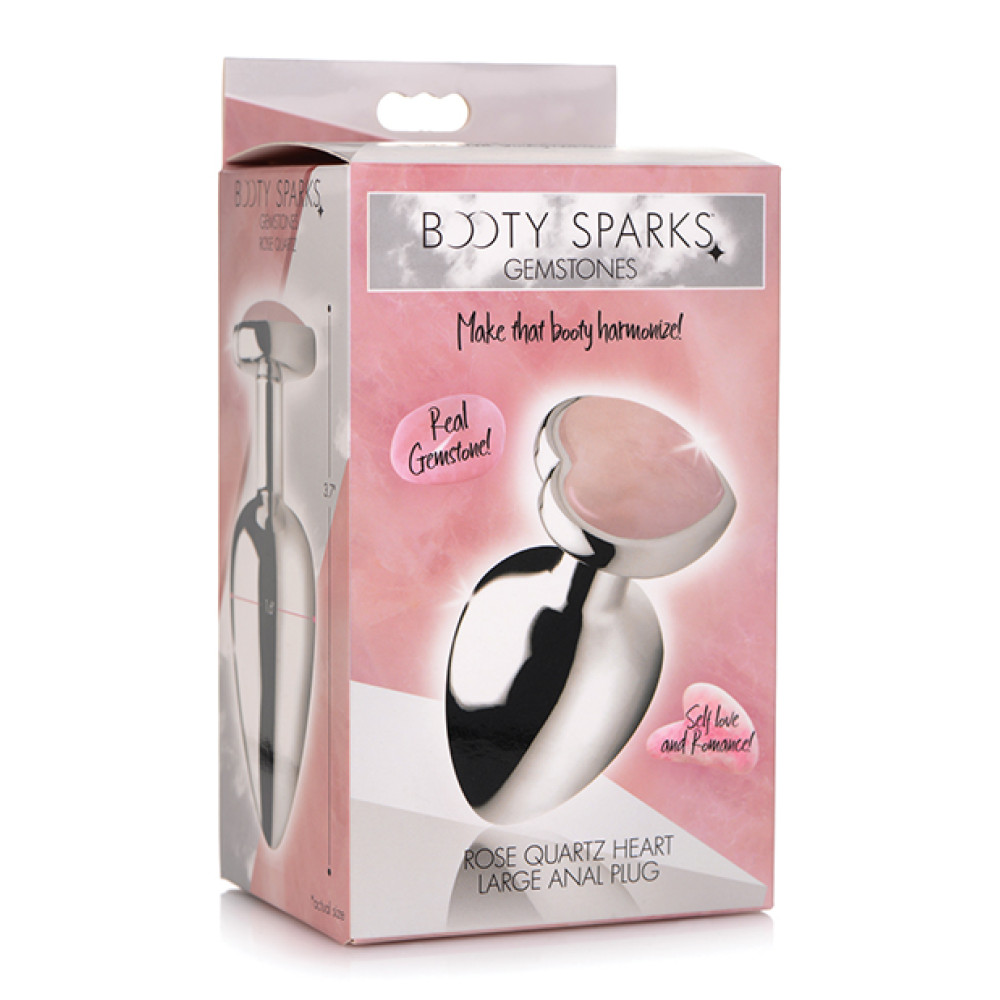 Booty Sparks Gemstones Rose Quartz Heart Anal Plug - Large