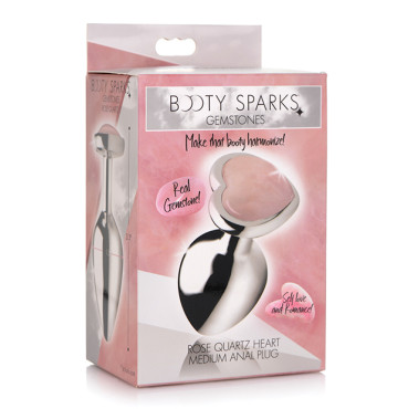 Booty Sparks Gemstones Rose Quartz Heart Anal Plug - Medium