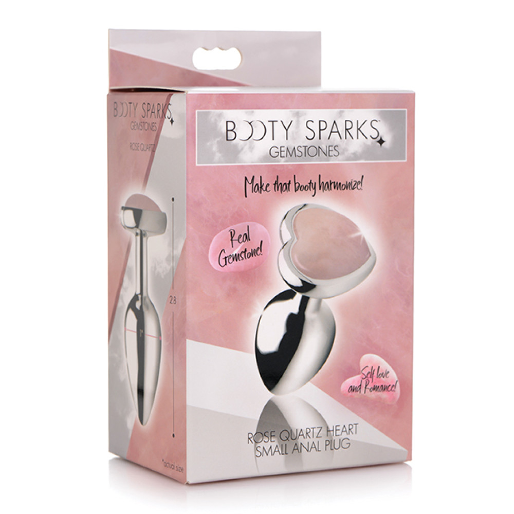 Booty Sparks Gemstones Rose Quartz Heart Anal Plug - Small