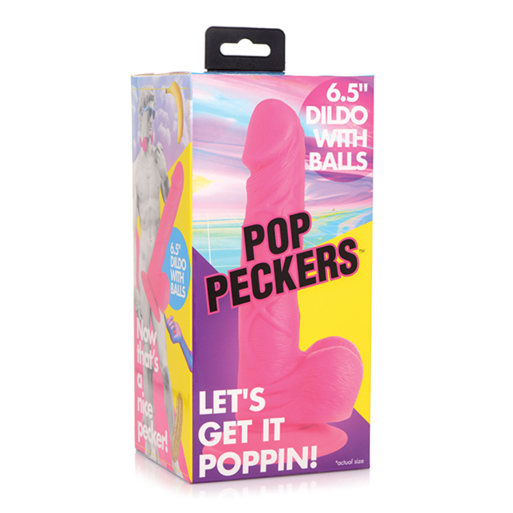 Pop Peckers 6.5" Dildo w/Balls - Pink