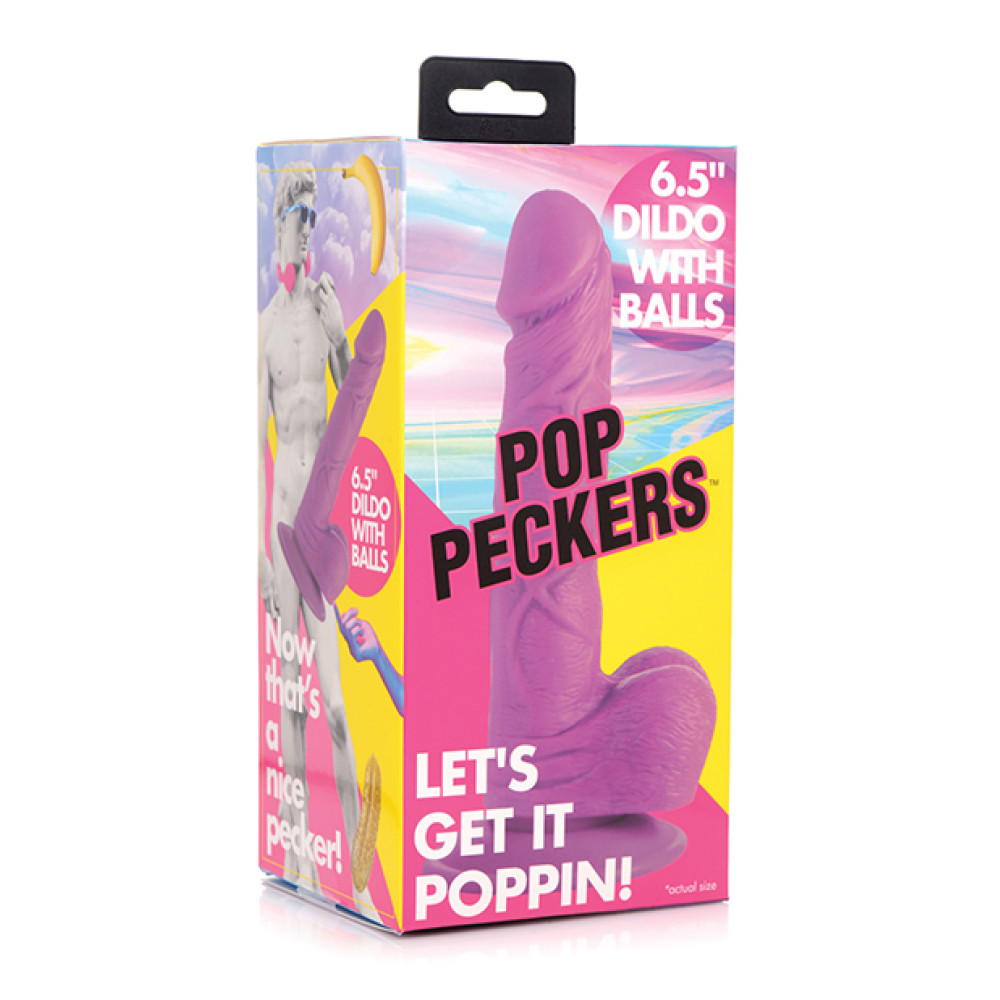 Pop Peckers 6.5" Dildo w/Balls - Purple
