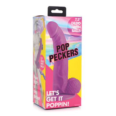 Pop Peckers 7.5" Dildo w/Balls - Purple