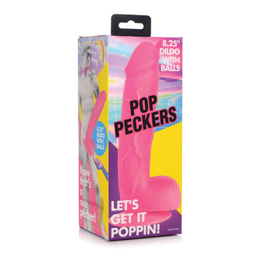 Pop Peckers 8.25" Dildo w/Balls - Pink