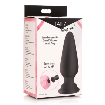 Tailz Snap On Interchangeable Silicone Anal Plug - Black Small