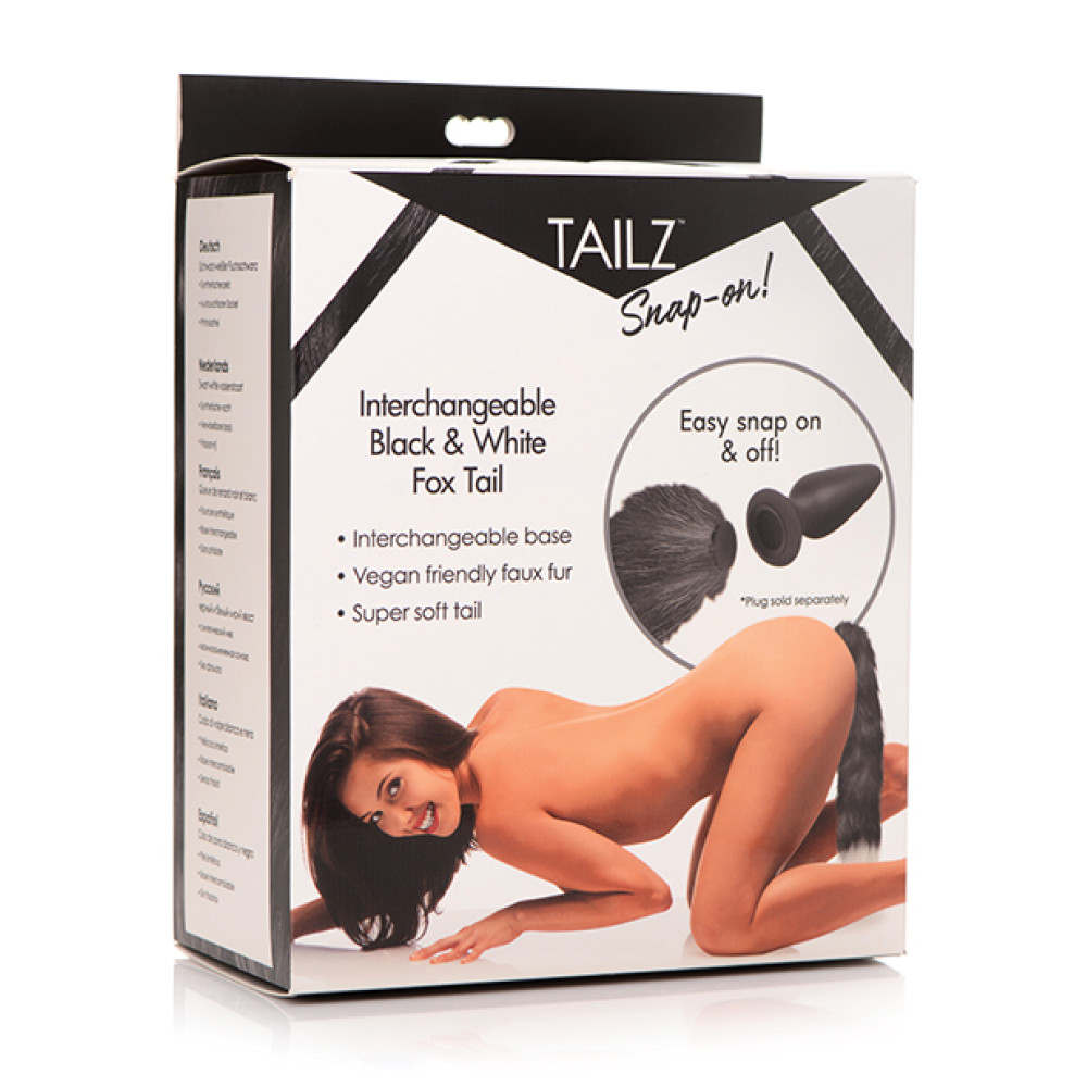 Tailz Snap On Interchangeable Black & White Fox Tail