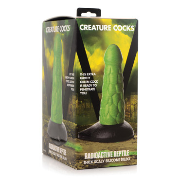 Creature Cocks Radioactive Reptile Thick Scaly Silicone Dildo - Green/Black