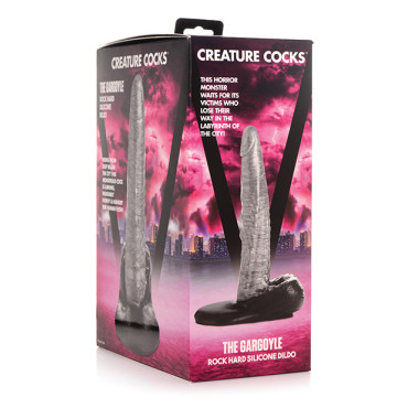 Creature Cocks The Gargoyle Rock Hard Silicone Dildo - Silver/Black
