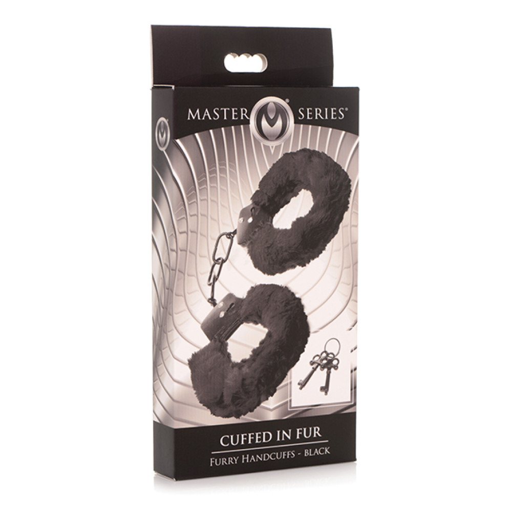 Master Series Cuffed in Fur Furry Handcuffs - Black