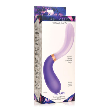 Prisms Vibra-Glass 10x Dual Ended Wavy Silicone/Glass Vibrator - Pari