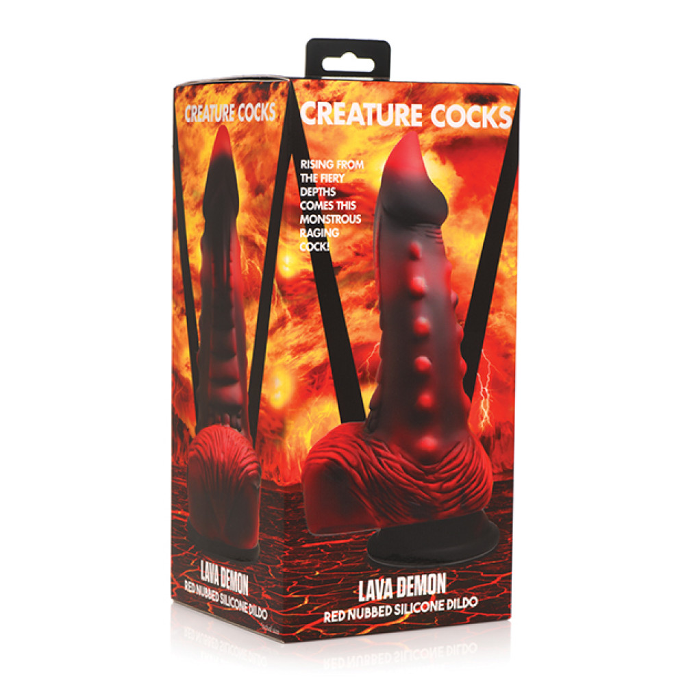 Creature Cocks Lava Demon Thick Nubbed Silicone Dildo - Black/Red
