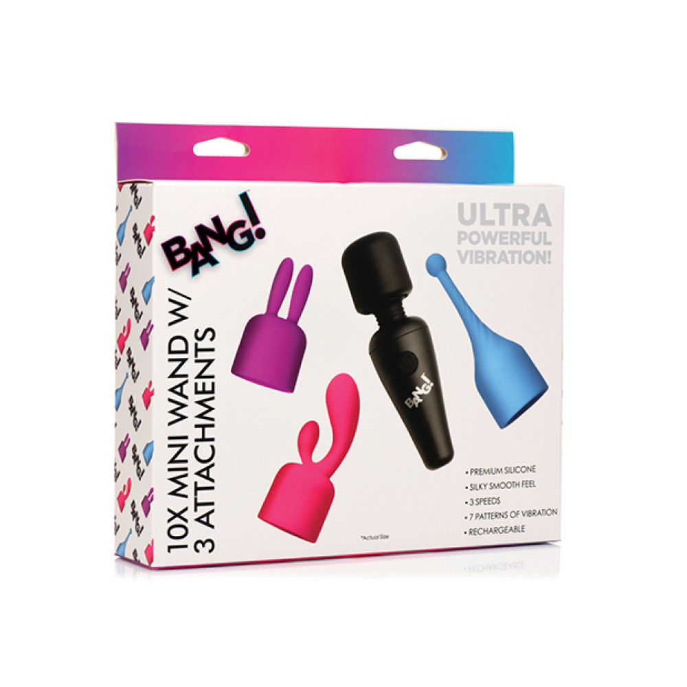 Bang! 10X Mini Wand w/3 Attachments - Asst. Colors