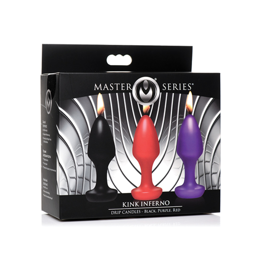Master Series Kink Inferno Butt Plug Candles - Black/Purple/Red