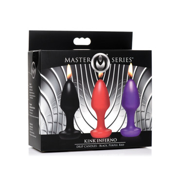Master Series Kink Inferno Butt Plug Candles - Black/Purple/Red