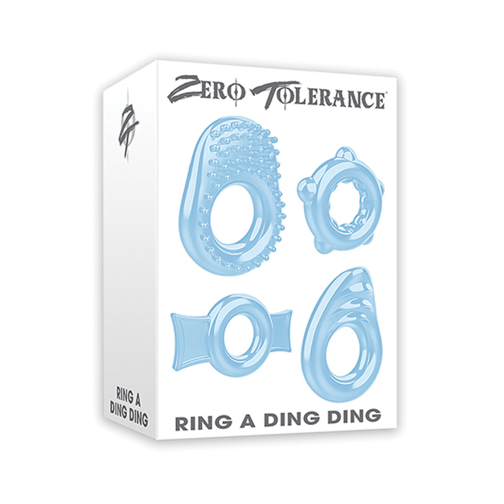 Zero Tolerance Ring a Ding Ding Set of 4 Cock Rings - Blue