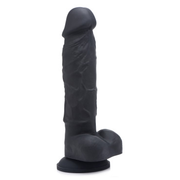 Power Pecker 7 Inch Silicone Dildo with Balls - Black