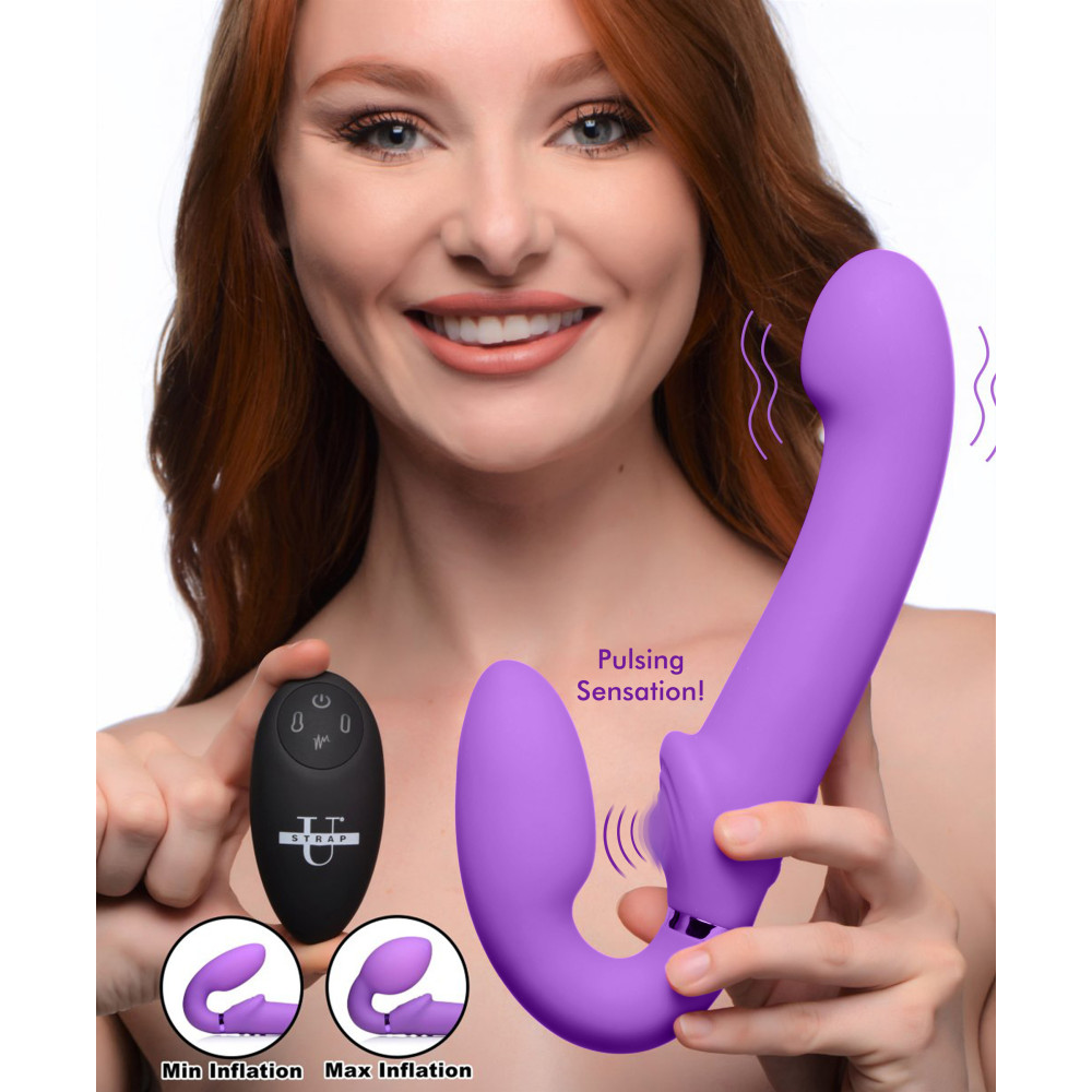 10X Remote Control Ergo-Fit G-Pulse Inflatable and Vibrating Strapless Strap-on - Purple 10X Remote Control Ergo-Fit G-Pulse Inflatable and Vibrating Strapless Strap-on - Purple