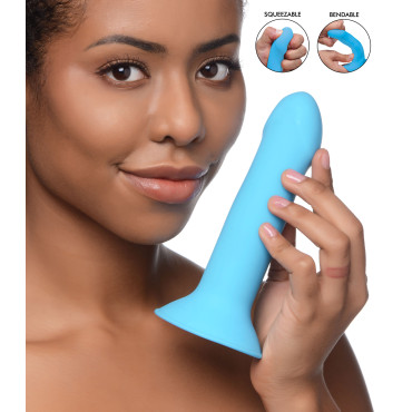10X Squeezable Vibrating Dildo - Blue
