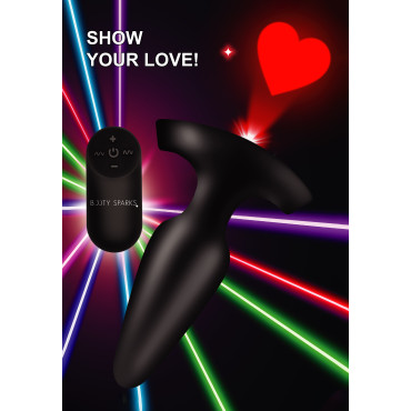 28X Laser Heart Silicone Anal Plug with Remote â€“ Medium