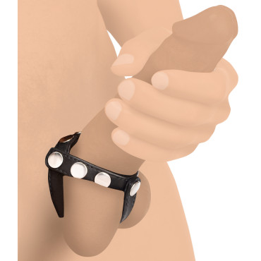 Leather Snap-on Cock Harness - Black