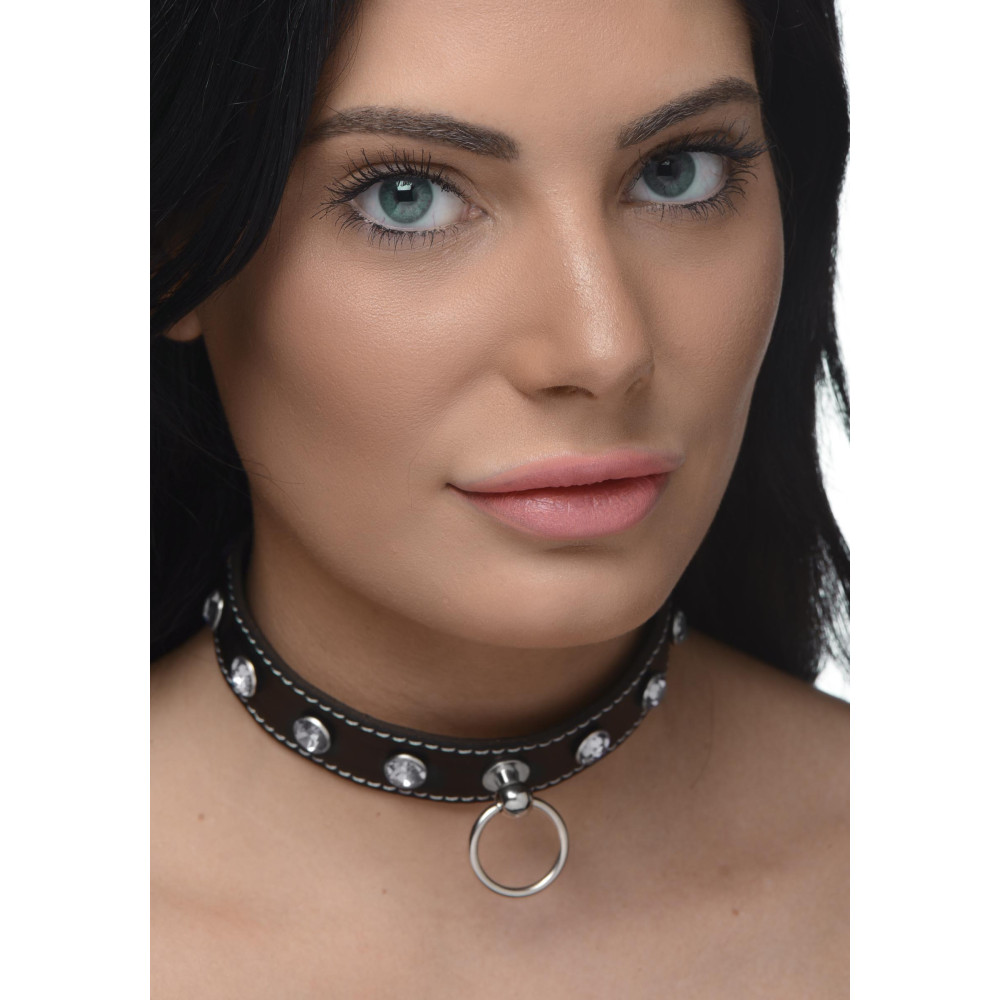 Rhinestone Choker with O-Ring - Clear